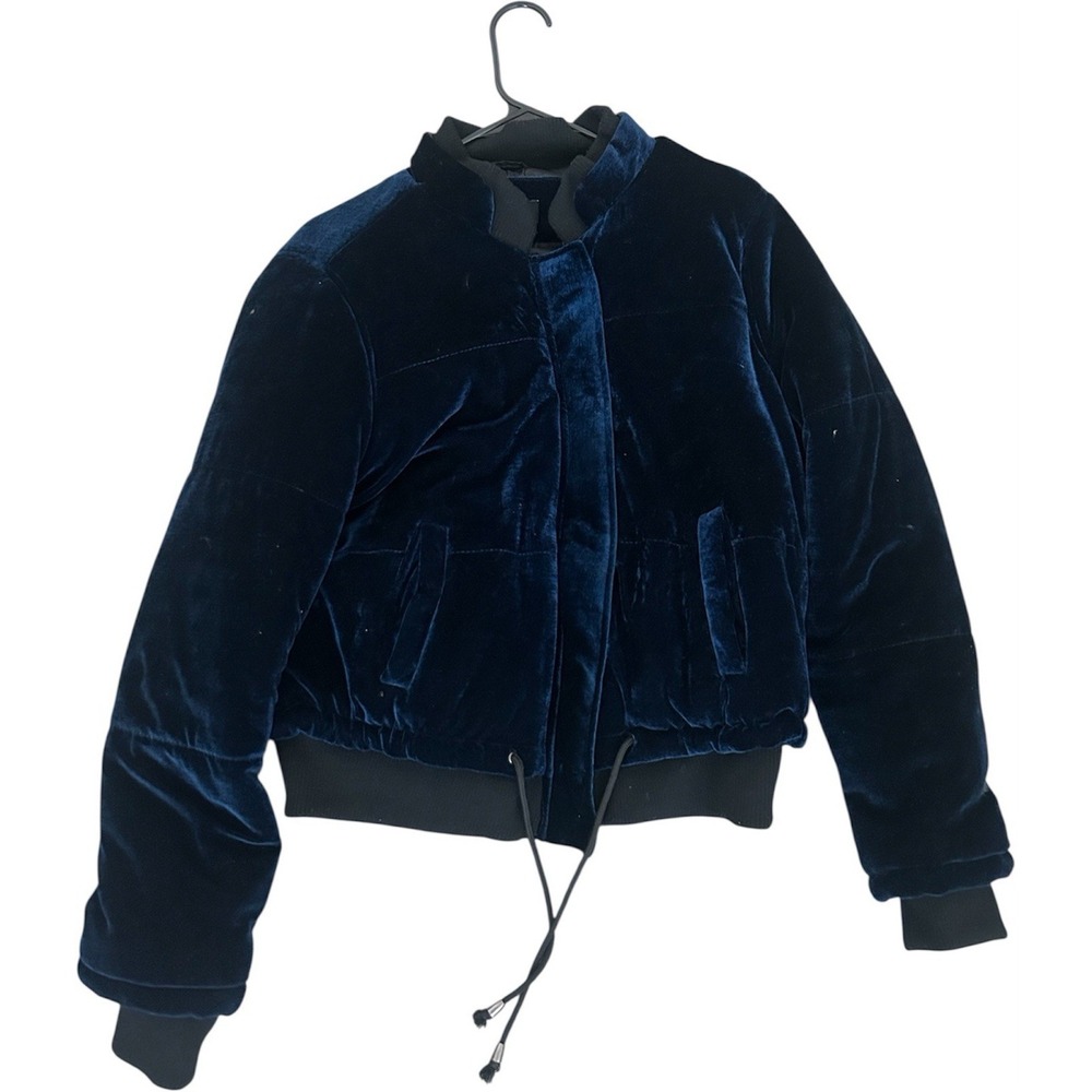 Women's Rue 21 Blue Collar Crop Zip Up Jacket Size Medium
